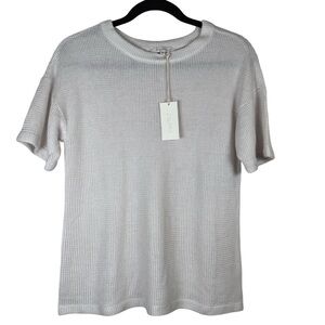 Z supply White Short Sleeve Waffle Knit Top